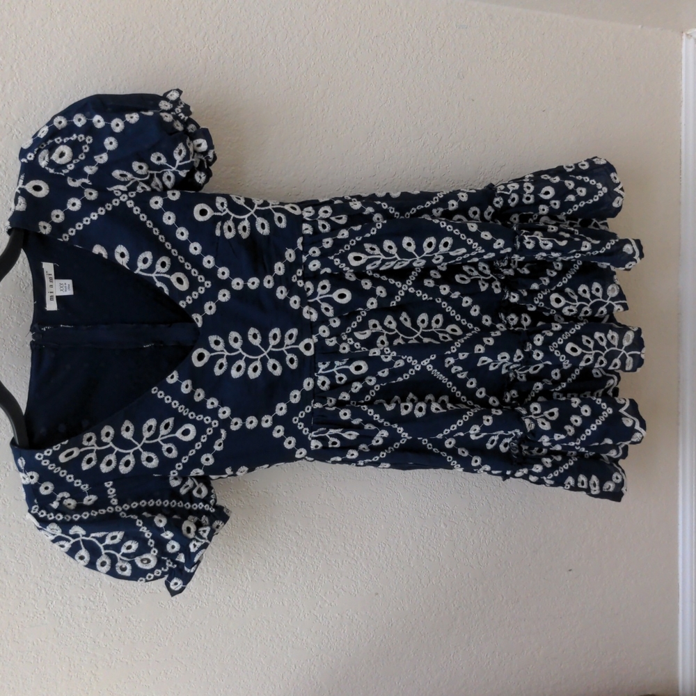 Navy Blue Embroidered Dress